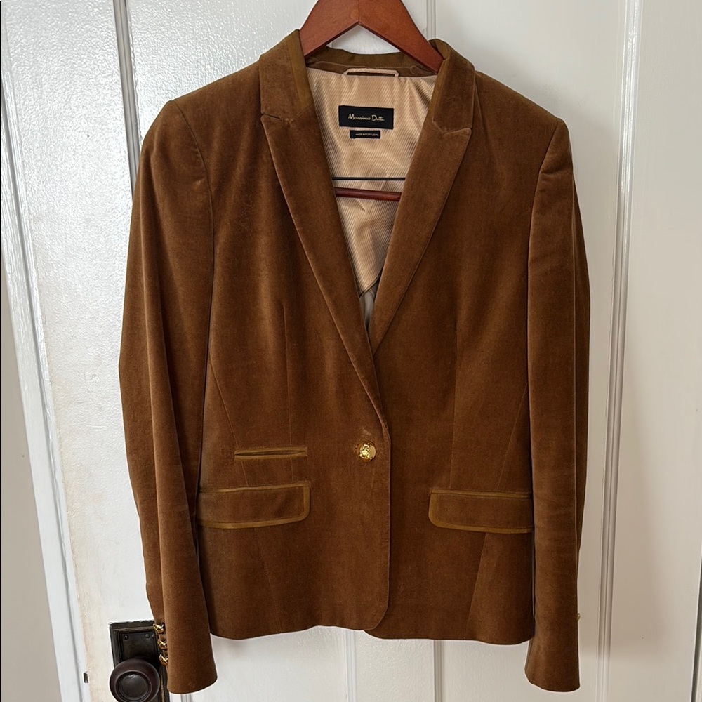 EUC Massimo Dutti Brown Velvet Blazer Sz 8